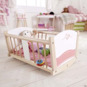 Cuna blanca y rosa de madera